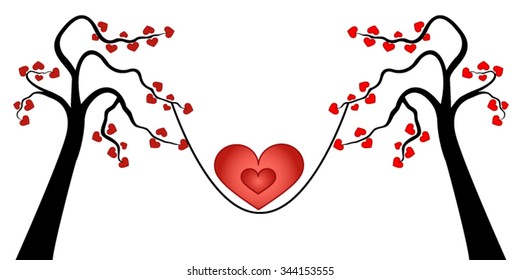 Valentines card - Love tree with heart leaves