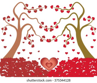 Valentines card - Love tree with heart leaves