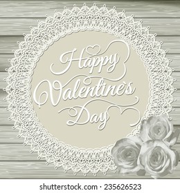 Valentines card on beige background with a flower. EPS 10 vector file included