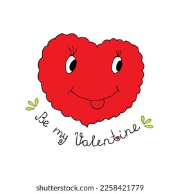 Valentine's card on an isolated white background with the inscription Be my valentine.