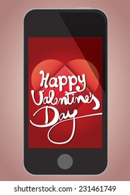 Valentine's card on smart phone.
