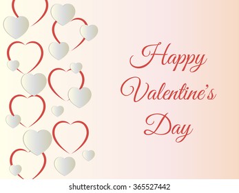 Valentines card with paper hearts.  Valentine's day minimal abstract background. Vector illustration. Eps10.