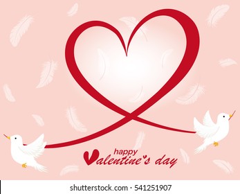 Valentine's card of pigeon and heart