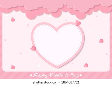 Valentine's card with pink heart and frame