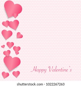 Valentines card with pink heart. Vector illustration.