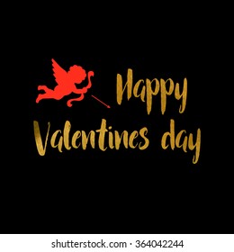 Valentines card or poster with golden lettering. Vector background.