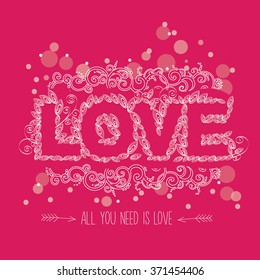 Valentines card with quilling elements.
