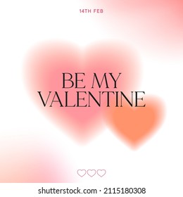 Valentine's card and quote be my valentine  Beautiful gradient postcard and hearts   quote  Valentine's day card  Poster  banner  t  shirt  postcard design element 