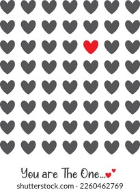 Valentine's card with red, black hearts