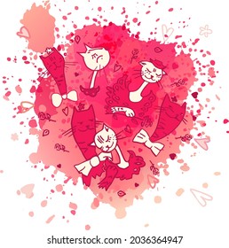 Valentines card in red colours. Vector format.