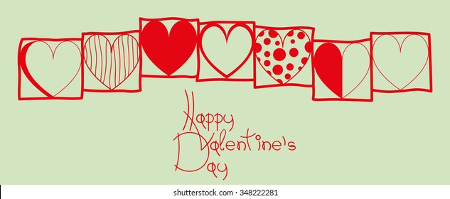 valentine's card with red heart and boxes