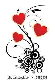 valentines card with red hearts - vector