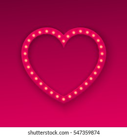 Valentines card. Retro lights frame. vector 