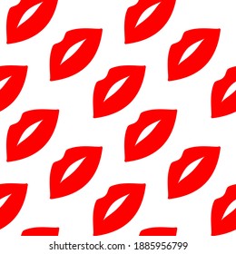 Valentine's card. Romantic background. Seamless vector pattern. Template for packaging. Red lips.