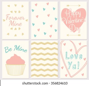 Valentine's card template, Valentine's Day greeting cards set