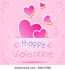 Valentines card with text happy valentine