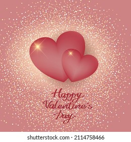 Tarjeta de San Valentín con dos corazones
