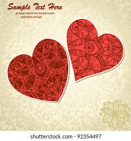 Valentines Card With Two Stylized Hearts On Seamless Grunge Background