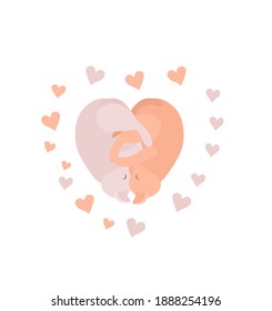 Valentine's card. Vector illustration of cats lover. Cute cats in the shape of a heart. Romantic image with cats. Celebration poster.
