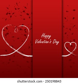 Valentines card with white hearts on abstract background