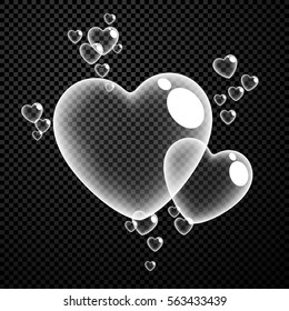 Valentins karierter Liebeshintergrund mit Herzblasen. Vektorgrafik.