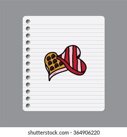 Valentines chocolate box love vector icon doodle