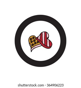 Valentines chocolate box love vector icon doodle
