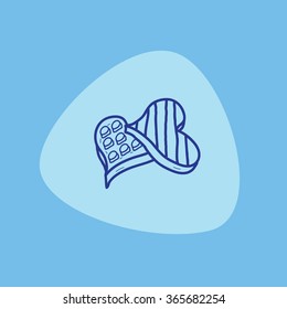Valentines chocolate box love vector icon doodle