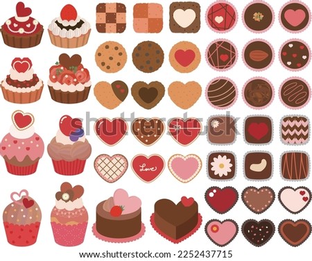 Valentine's chocolate, cookie and cake set with lots of hearts