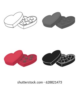 Valentine's chocolate icon in cartoon style isolated on white background. Romantic symbol stock vector illustration.