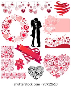 Valentine's collection of different hearts