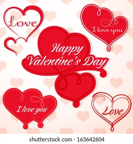 Valentines collection of hearts; vector set; decorative greetings