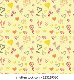 Valentine's colorful pattern - various pictures of love (vector)