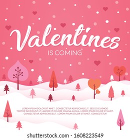 Valentines is coming background with love forest concept 