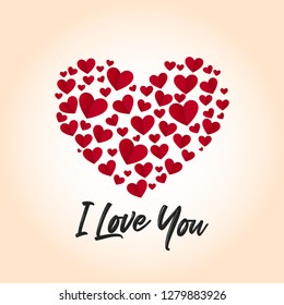 Valentines composition of the cut red heart shape with I love you text , you can easy remove the text if you want
