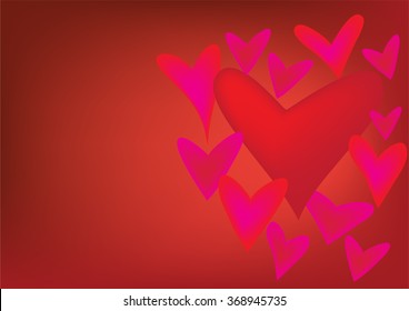 Valentines composition of the hearts.