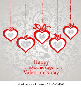 Valentines composition of the hearts. Vector illustration. 