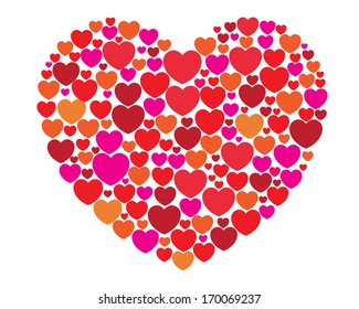 Valentines composition of the hearts. Vector illustration.