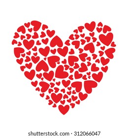 Valentines composition of the hearts. Vector illustration.