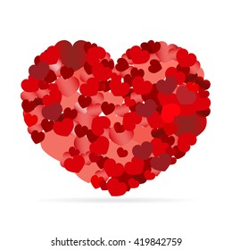 Valentines composition of hearts. Vector illustration.