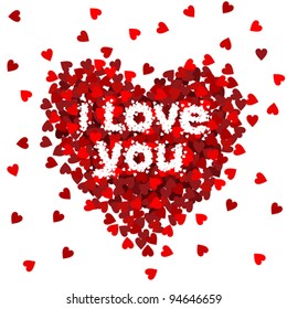 Valentines composition of the hearts. Vector illustration.