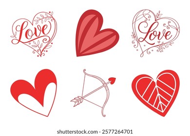 Valentines con love shape bundle with illustration