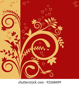 Valentine's concept background with floral ornament and hearts