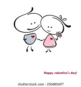 valentines couple,  meet on a date. Vector illustration of Valentine card
