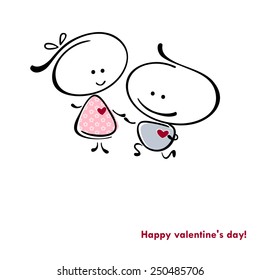 valentines couple,  meet on a date. Vector illustration of Valentine card