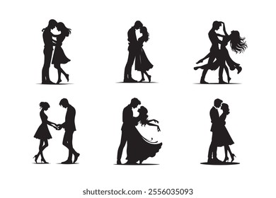 Valentine's couple silhouette vector art illustration