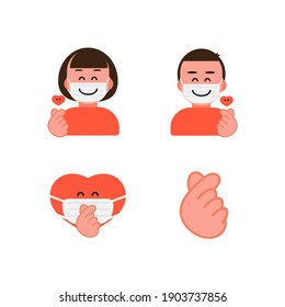 valentines covid icons concept vector
