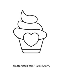 Valentines cupcake line universal icon ui ux element sign.