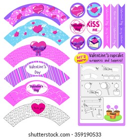 valentine's cupcake wrappers and toppers