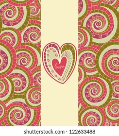 Valentines cute card on seamless abstract tiled  background
